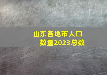 山东各地市人口数量2023总数