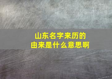 山东名字来历的由来是什么意思啊