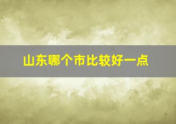 山东哪个市比较好一点