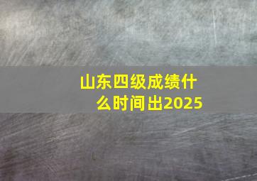 山东四级成绩什么时间出2025