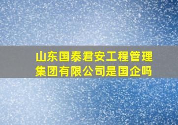 山东国泰君安工程管理集团有限公司是国企吗