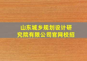 山东城乡规划设计研究院有限公司官网校招