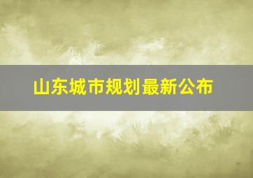 山东城市规划最新公布