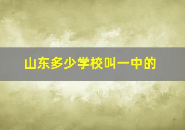 山东多少学校叫一中的