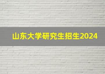 山东大学研究生招生2024