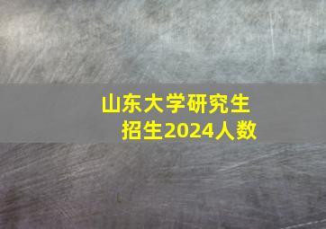 山东大学研究生招生2024人数