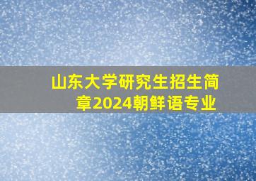 山东大学研究生招生简章2024朝鲜语专业