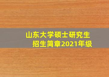 山东大学硕士研究生招生简章2021年级