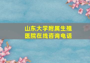 山东大学附属生殖医院在线咨询电话