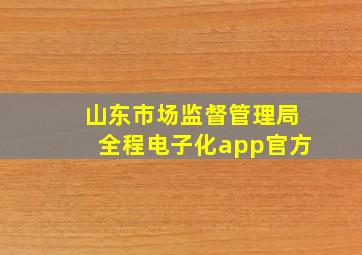 山东市场监督管理局全程电子化app官方