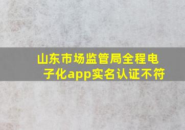 山东市场监管局全程电子化app实名认证不符