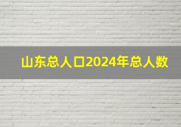 山东总人口2024年总人数