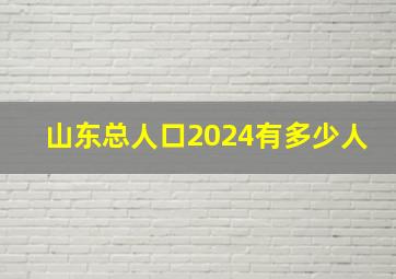 山东总人口2024有多少人