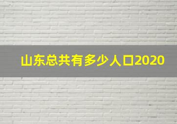 山东总共有多少人口2020