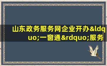 山东政务服务网企业开办“一窗通”服务平台