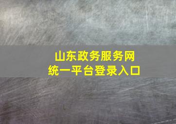 山东政务服务网统一平台登录入口