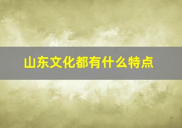 山东文化都有什么特点