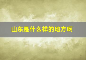 山东是什么样的地方啊