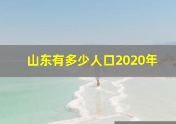 山东有多少人口2020年