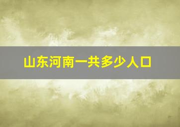 山东河南一共多少人口