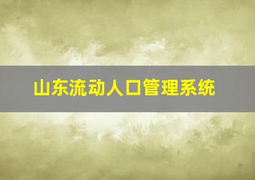 山东流动人口管理系统