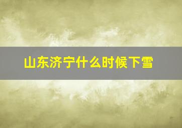 山东济宁什么时候下雪