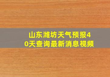 山东潍坊天气预报40天查询最新消息视频