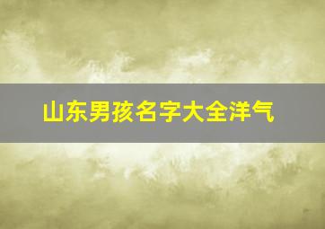 山东男孩名字大全洋气