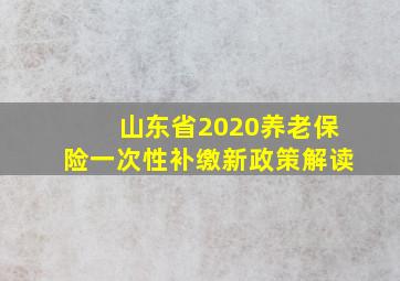 山东省2020养老保险一次性补缴新政策解读