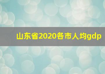 山东省2020各市人均gdp