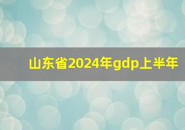 山东省2024年gdp上半年