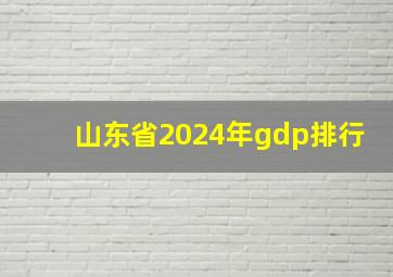 山东省2024年gdp排行