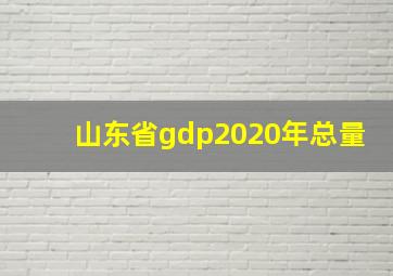 山东省gdp2020年总量