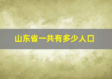 山东省一共有多少人口