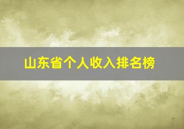 山东省个人收入排名榜