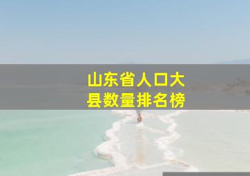 山东省人口大县数量排名榜