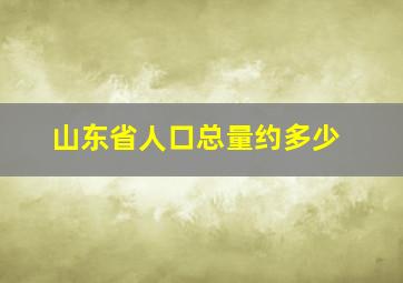 山东省人口总量约多少