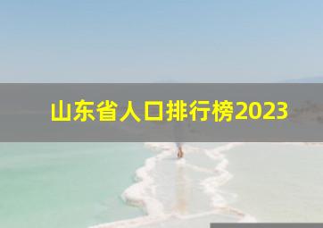 山东省人口排行榜2023