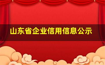 山东省企业信用信息公示