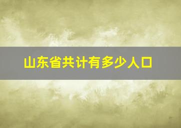 山东省共计有多少人口