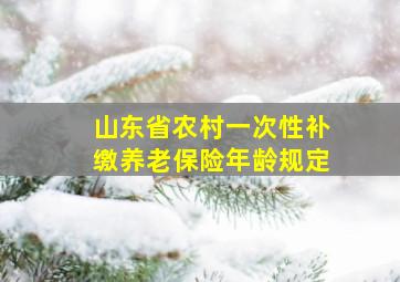 山东省农村一次性补缴养老保险年龄规定