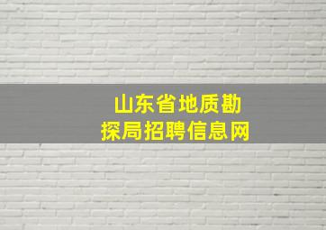 山东省地质勘探局招聘信息网