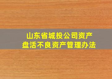 山东省城投公司资产盘活不良资产管理办法