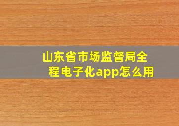 山东省市场监督局全程电子化app怎么用