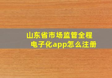 山东省市场监管全程电子化app怎么注册