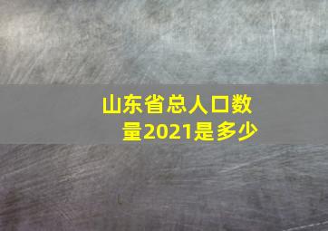 山东省总人口数量2021是多少