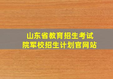 山东省教育招生考试院军校招生计划官网站