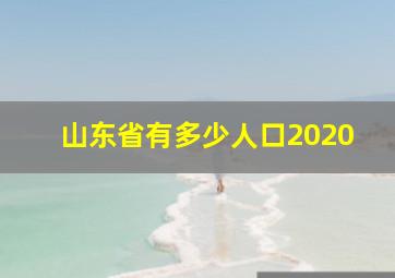 山东省有多少人口2020