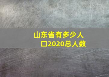 山东省有多少人口2020总人数