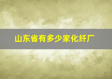 山东省有多少家化纤厂